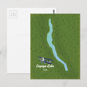 Cayuga Lake vintage style travel map Postcard