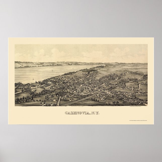 Cazenovia, NY Panoramic Map - 1890 Poster (Front)