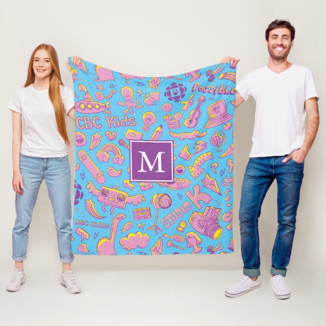 CBC Kids Pattern Monogram Fleece Blanket (In Situ)
