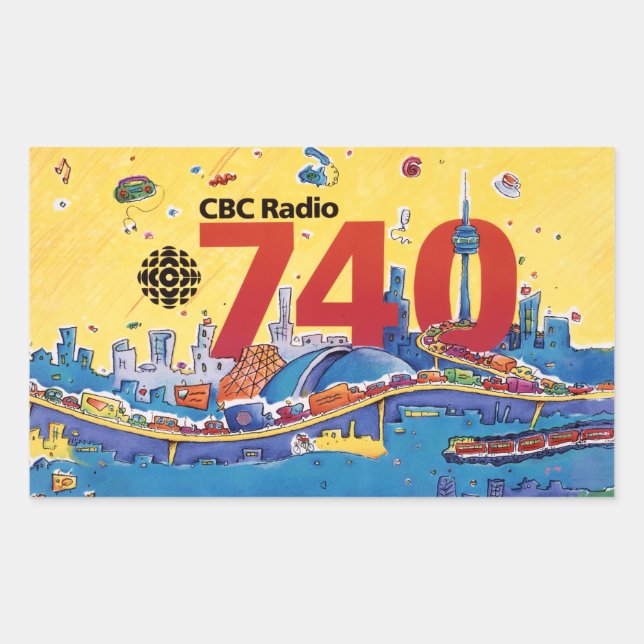 CBC Radio 740 - 1980 promo graphic Rectangular Sticker (Front)