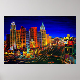 CBjork Las Vegas Cityscape Hotel Casinos Poster