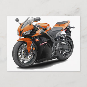 CBR 600 Orange-Black Bike Postcard
