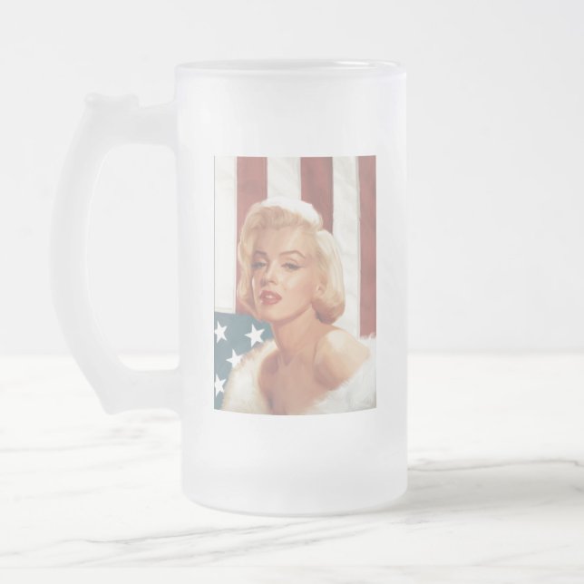 CC15 Marilyn Flag ZAZZ Frosted Glass Beer Mug (Left)