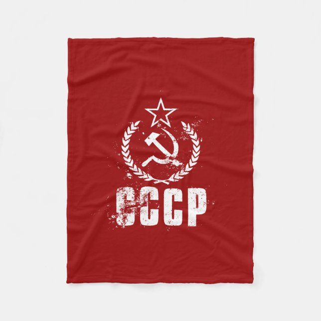 CCCP Hammer Sickle White Vintage Flag Blankets (Front)