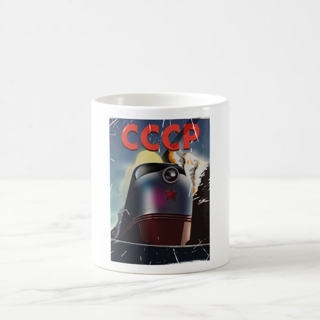 CCCP Retro vintage Soviet train Poster Coffee Mug (Center)