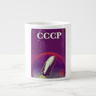 CCCP Soviet space race travel poster Large Coffee Mug