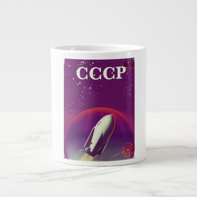 CCCP Soviet space race travel poster Large Coffee Mug (Front)