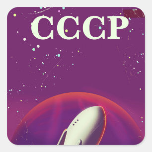 CCCP Soviet space race travel poster Square Sticker
