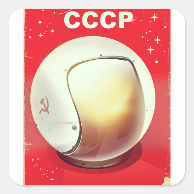CCCP vintage red Soviet Space poster Square Sticker (Front)