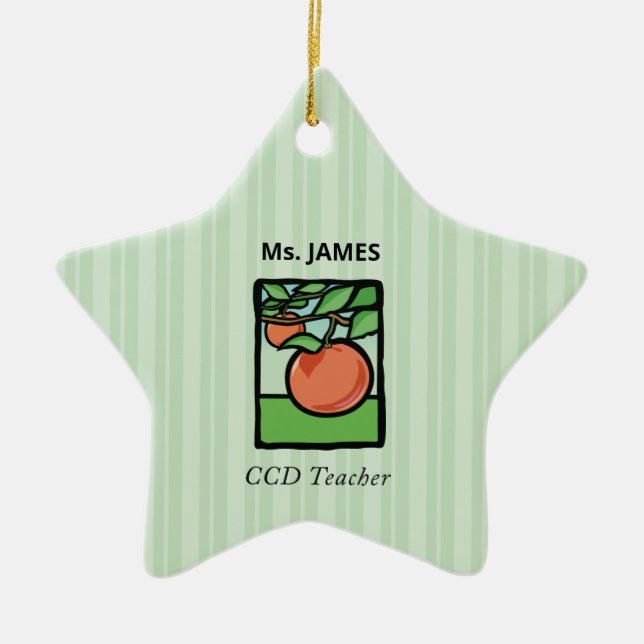 CCD Teacher Thank You, Apple Ceramic Tree Decoration (Front)