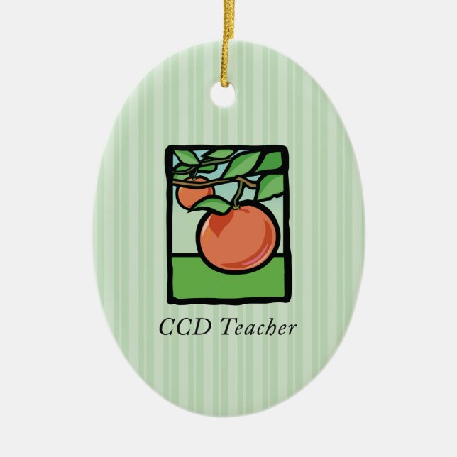 CCD Teacher Thank You, Apple Ceramic Tree Decoration (Front)