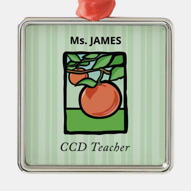 CCD Teacher Thank You, Apple Metal Tree Decoration (Front)