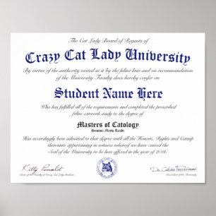 CCLU Diploma - Navy Seal - Cat Portrait Poster