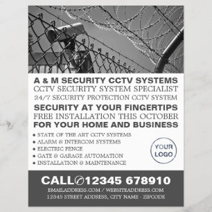 CCTV & Barbed Wire, CCTV Security Advertising Flyer