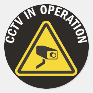 CCTV IN OPERATION CLASSIC ROUND STICKER