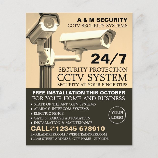 CCTV Mounted Cameras, CCTV Security Advertising Flyer (Front)