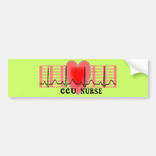 CCU Nurse Gift Ekg paper and Heart Design Bumper Sticker