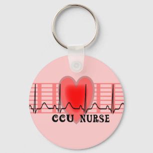 CCU Nurse Gift Ekg paper and Heart Design Key Ring