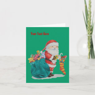 ccute santa with toys and gifts in sack christmas holiday card