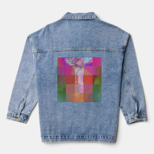 CD1FE646 Abstract Digital Glitch Art Grid Pattern Denim Jacket
