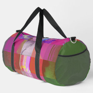 CD1FE646 Abstract Digital Glitch Art Grid Pattern  Duffle Bag