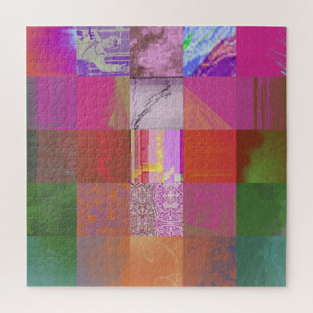CD1FE646 Abstract Digital Glitch Art Grid Pattern  Jigsaw Puzzle (Vertical)