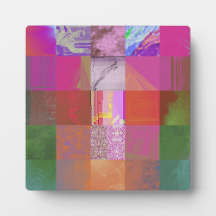 CD1FE646 Abstract Digital Glitch Art Grid Pattern Plaque