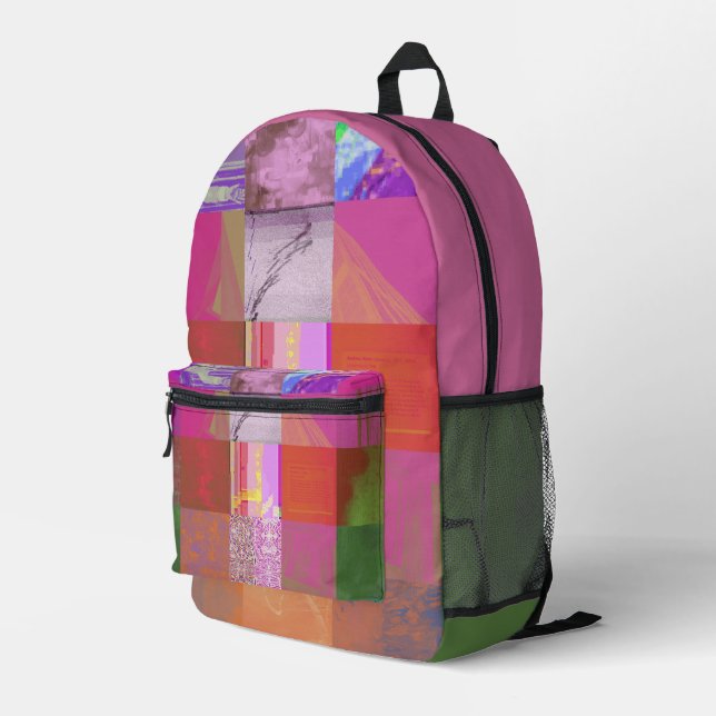 CD1FE646 Abstract Digital Glitch Art Grid Pattern  Printed Backpack (Back Corner Right)