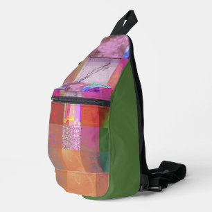 CD1FE646 Abstract Digital Glitch Art Grid Pattern  Sling Bag