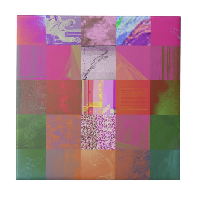 CD1FE646 Abstract Digital Glitch Art Grid Pattern  Tile (Front)