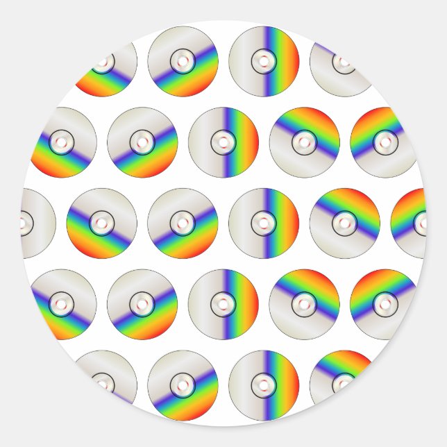 CD Disc Repeating Background Classic Round Sticker (Front)
