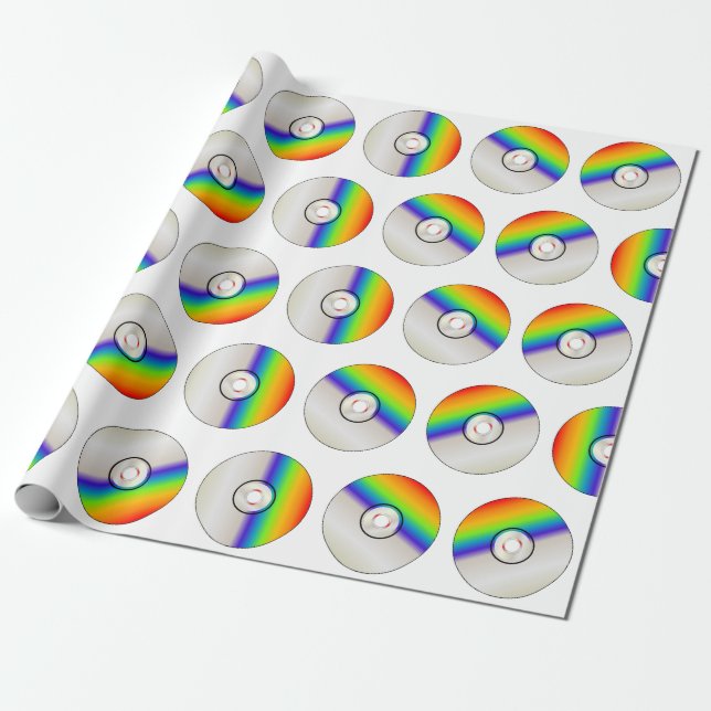 CD Disc Repeating Background Wrapping Paper (Unrolled)
