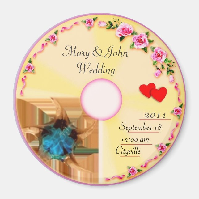 CD Label Wedding Keepsake Magnet (Front)