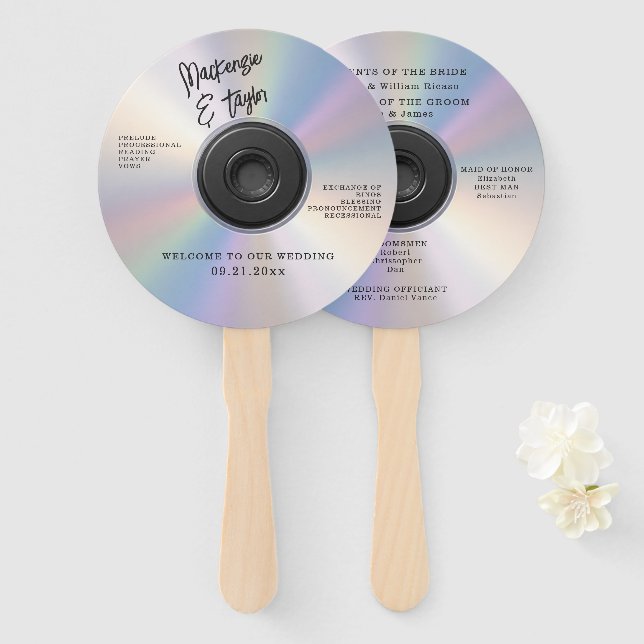 CD Themed Novelty Music Wedding  Hand Fan (Front and Back)
