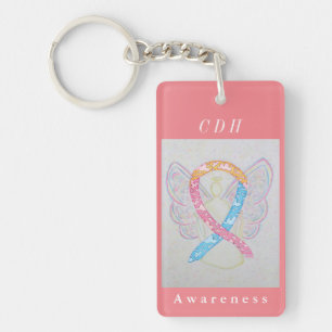 CDH Awareness Ribbon Guardian Angel Art Keychain