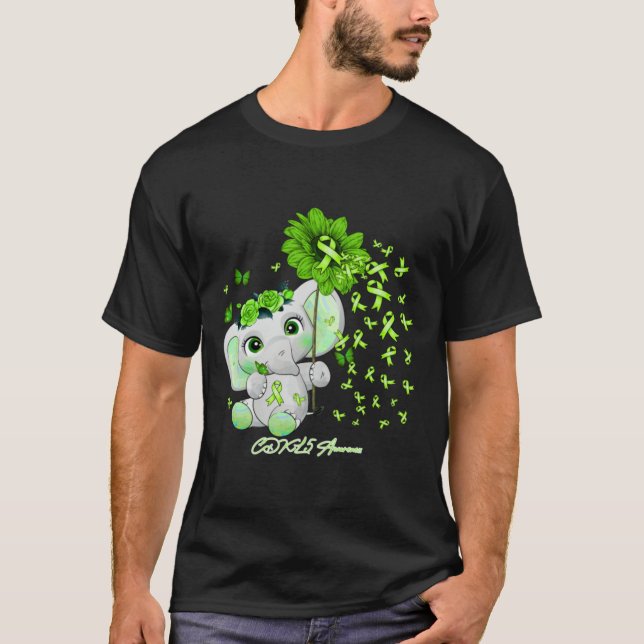CDKL5 Awareness - elephant sunflower ribbon T-Shirt (Front)