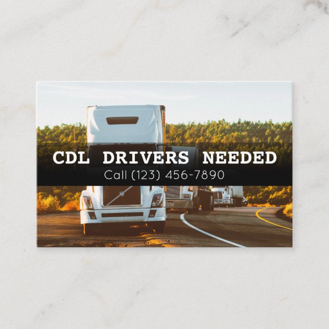 CDL Truck Drivers Needed Business Card (Front)
