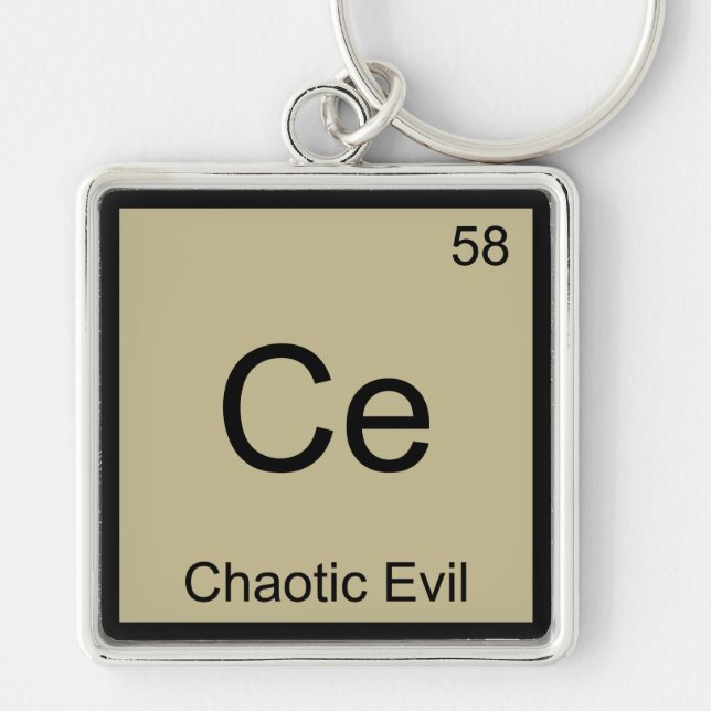 Ce - Chaotic Evil Chemistry Element Symbol T-Shirt Key Ring (Front)