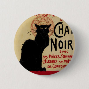 Ce Soir Chat Noir Black Cat, Vintage Art Nouveau 6 Cm Round Badge