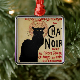 Ce Soir Chat Noir Black Cat, Vintage Art Nouveau Metal Tree Decoration