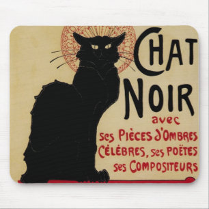 Ce Soir Chat Noir Black Cat, Vintage Art Nouveau Mouse Mat