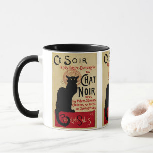 Ce Soir Chat Noir Black Cat, Vintage Art Nouveau Mug