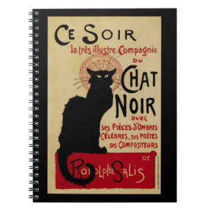 Ce Soir Chat Noir Black Cat, Vintage Art Nouveau Notebook