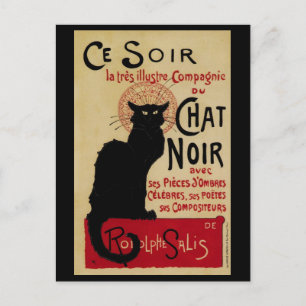 Ce Soir Chat Noir Black Cat, Vintage Art Nouveau Postcard