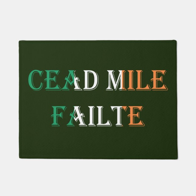 Cead Mile Failte Irish Flag overlay dmcnt Doormat (Front)