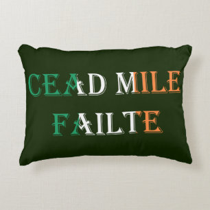 Cead Mile Failte on Irish Flag tpcn Decorative Cushion