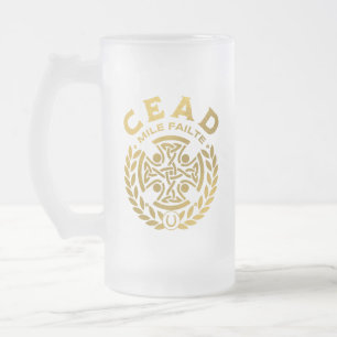 Cead Mile Failte St. Patrick's Day Shamrock  Frosted Glass Beer Mug