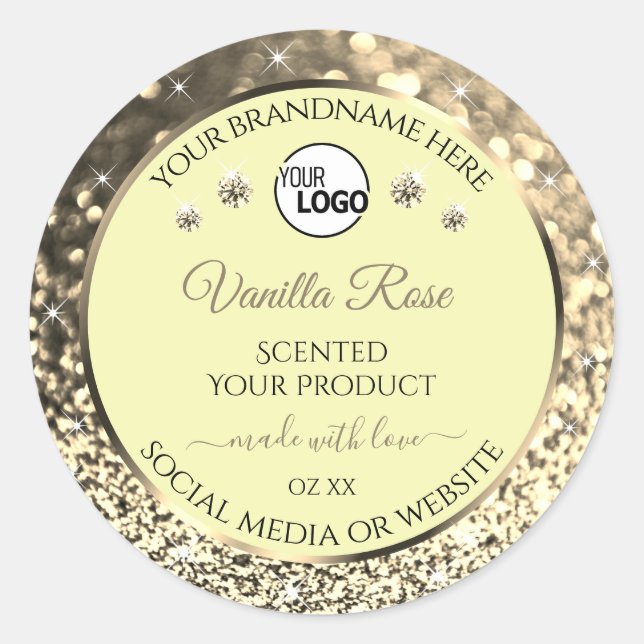 Ceam Sparkling Gold Glitter Product Labels Logo (Front)