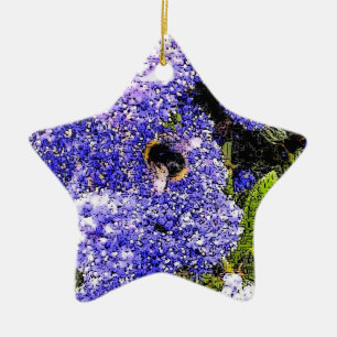 Ceanothus Bee Floral Ceramic Tree Decoration