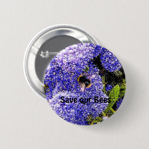 Ceanothus Flowers Bee 6 Cm Round Badge